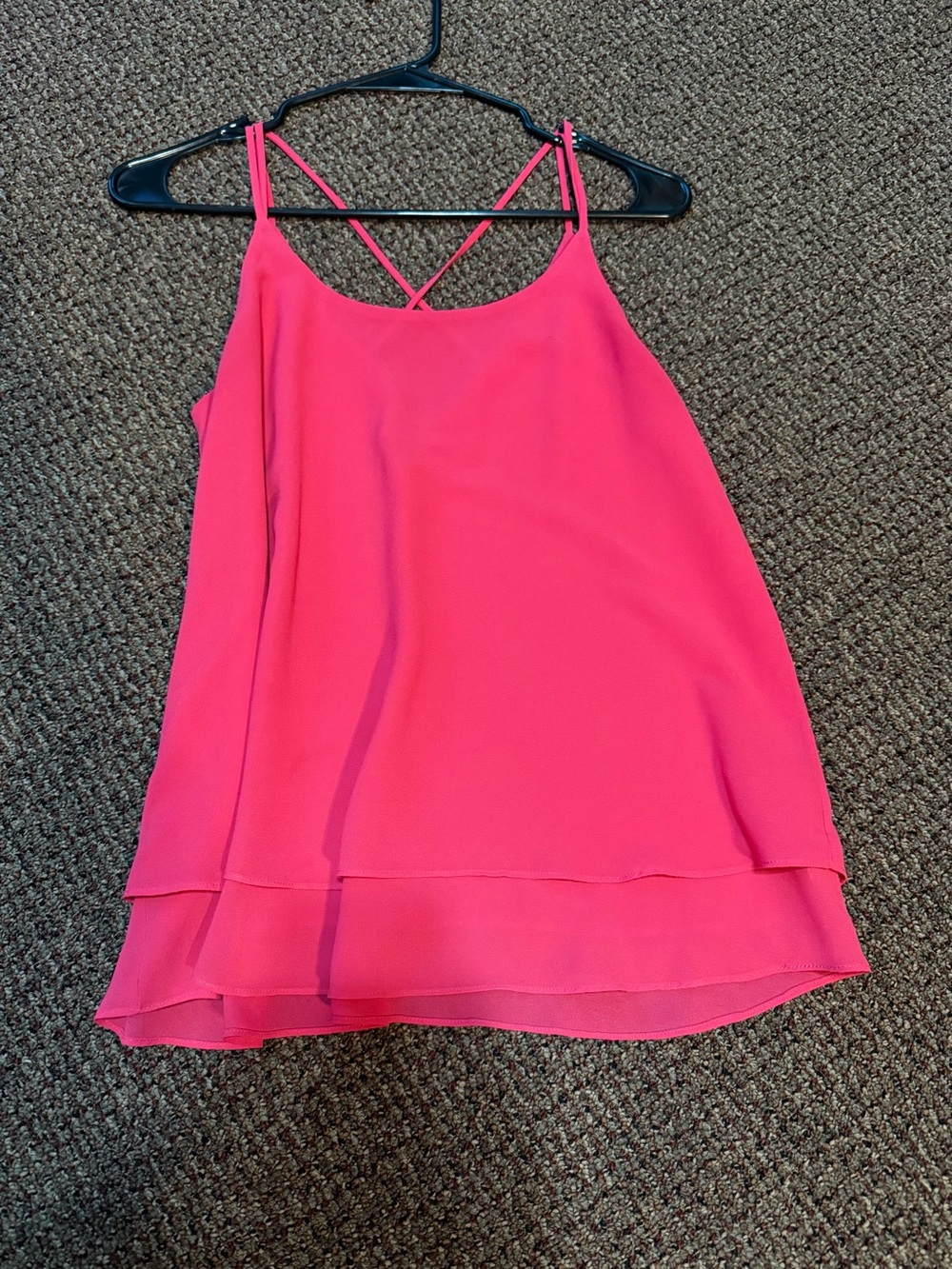 Naked Zebra Bright Pink Layered Crisscross Cami